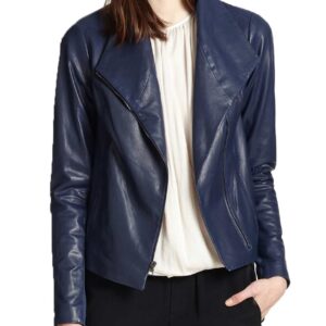 Womens blue leather jacket