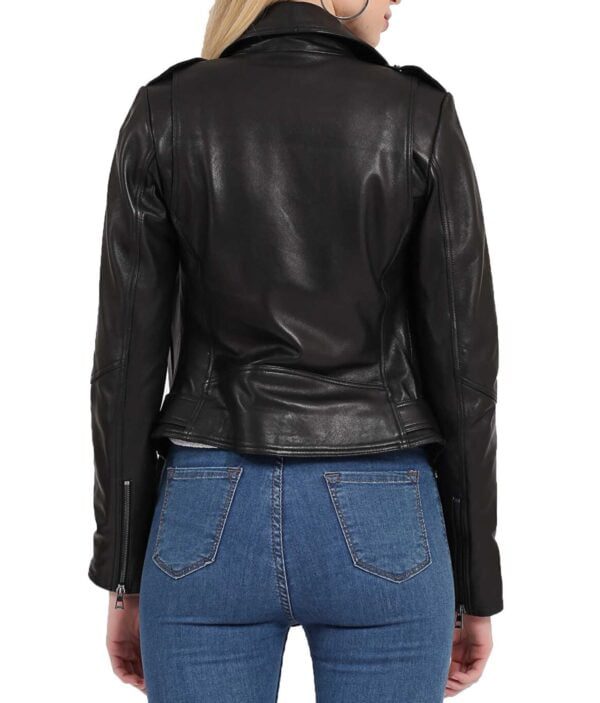 Black Leather Biker Jacket For Womens