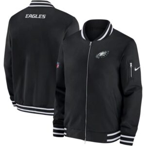 Philadelphia-Eagles-Sideline-Coach-Black-Bomber-Jacket
