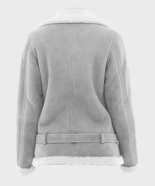 Women’s Grey Suede Shearling Jacket - Houston Jackets