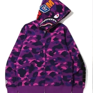 BAPE Purple Camo Shark Hoodie