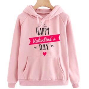 Happy Valentine’s Day Pink Printed Hoodie