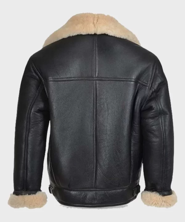 Mens Shearling Black Leather B3 Jacket