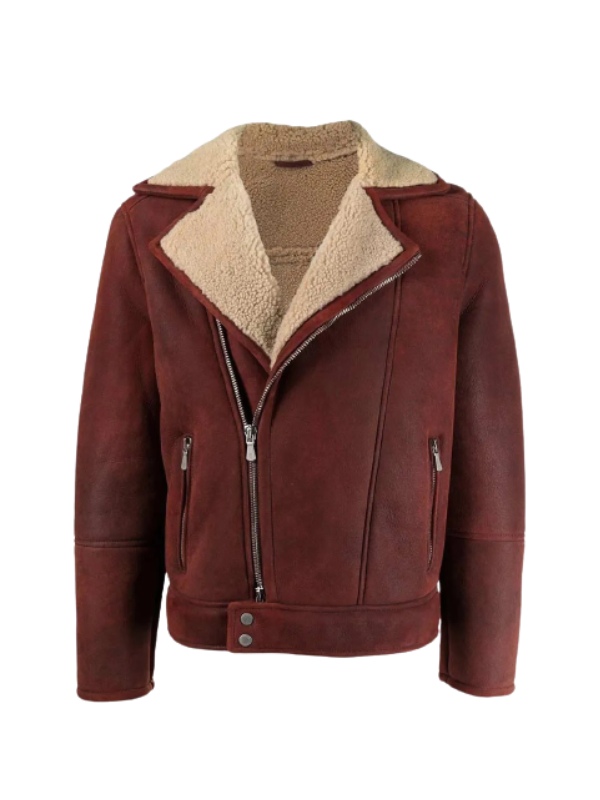 Men’s Shearling Burgundy Leather Jacket