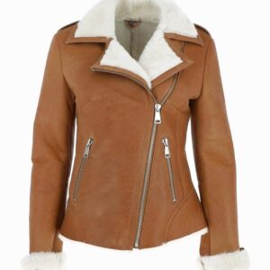 Women’s Tan Brown Sheepskin Shearling Leather Jacket