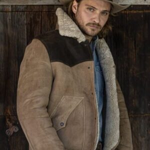 Luke Grimes Yellowstone Season 5 Kayce Dutton Suede Leather Fur Jacket