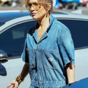 Los Angeles Jennifer Lopez oversized Blue Denim Jumpsuit