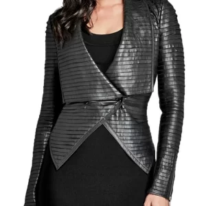 Riverdale Cheryl Blossom Black Leather Pleated Jacket