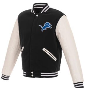 NFL Detroit Lions Black/White Varsity Jacket